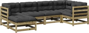 vidaXL Set canapele de grădină cu perne, 6 piese, lemn de pin tratat