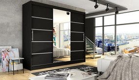 Dulap cu uși glisante Dorian VI (negru) (fără iluminare). 1060888