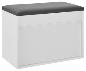 Suport pantofi cu capac rabatabil și șezut căptușit 60 x 30 x 44 cm alb