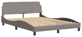 373169 vidaXL Cadru de pat cu tăblie, gri taupe, 140x190 cm, textil