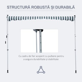 Outsunny Copertina cu Mecanism Telescopic din Metal, Protecție UV, Poliester, 300x150 cm | Aosom Romania