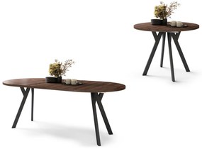 Mazzoni ALDO Stejar Maro/picioare negre - MASĂ ROTUNDĂ STIL LOFT PENTRU SALON/SUFRAGERIE EXTENSIBILĂ CU PICIOARE ÎN FORMĂ DE "Y"