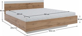Set dormitor (pat 160x200 cm), stejar wotan/alb, GABRIELA NEW