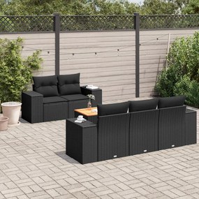 vidaXL Set mobilier de grădină cu perne, 6 piese, negru, poliratan
