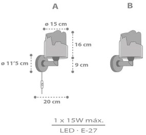 Dalber 76309 - Lampă de perete pentru copii SNOOPY 1xE27/15W/230V alb/roșu