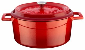 LAVA Metal Oală din fontă, diametru 24 cm, roșie,4,5 l