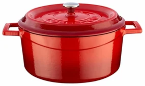 LAVA Metal Oală din fontă, diametru 24 cm, roșie,4,5 l
