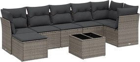 vidaXL Set mobilier de grădină cu perne, 8 piese gri deschis poliratan