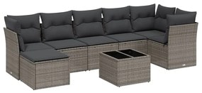 3263208 vidaXL Set mobilier de grădină cu perne, 8 piese gri deschis poliratan