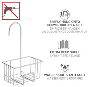 Raft pentru baie argintiu lucios de agățat din oțel inoxidabil Milito – Wenko