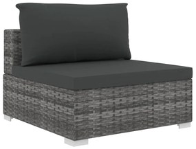 Set mobilier de gradina cu perne, 5 piese, gri, poliratan Gri, 5