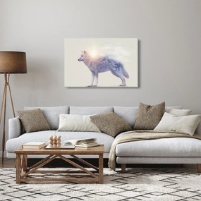 Tablou - Lupul arctic oglindit în peisaj sălbatic (90x60 cm)