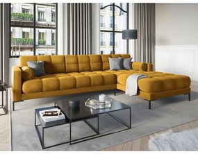 Colțar din catifea cu extensie pe partea dreaptă Cosmopolitan Design Bali, galben