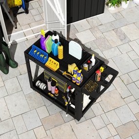 HOMCOM Cărucior de atelier servetă atelier cu 2 nivele cu mâner lateral pentru garaj, depozit, unelte de bricolaj, negru | Aosom Romania