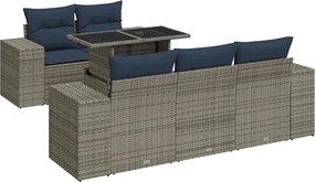 vidaXL Set mobilier grădină cu perne 6 piese gri poliratan/lemn acacia