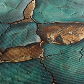 Tablou - Pictură verde-auriu (cu ceas) (90x30 cm)