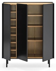 Comodă neagră înaltă cu aspect de lemn de stejar 95x120 cm Arista – Teulat