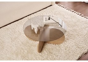 Măsuță de cafea Aeris Sapphire Oak cu sticlăfumurie
