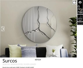 Oglinda rotunda design decorativ Surcos argintie