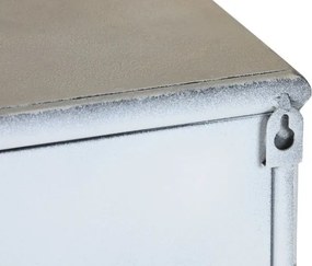 Etajeră de perete din metal, alb, trei arcade și 2 rafturi compartimentate, finisaj antichizat, 70 x 60 x 20 cm, „Fontaine”