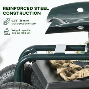 Outsunny Cărucior de Grădină cu Șezut Rotativ, Tavă pentru Unelte și Înălțime Reglabilă, pentru Terasă și Curte | Aosom Romania