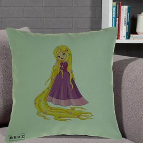 Perna Personalizata Rapunzel Par Lung Floral, 40x40 cm, Verde, Husa Detasabila, Perna Inclusa, BEKZ®