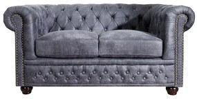 Canapea clasica stil englezesc Chesterfield 2 locuri gri antic A-37390 VC