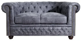 Canapea clasica stil englezesc Chesterfield 2 locuri gri antic A-37390 VC