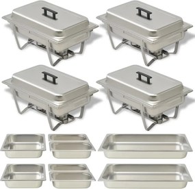 vidaXL Set vase încălzire mâncare, 4 piese, oțel inoxidabil