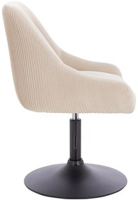 HR920N Scaun Crem din Catifea cu Bază Neagră
