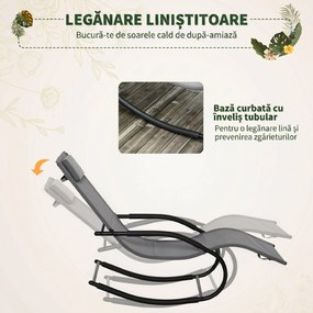 Outsunny Sezlong Balansoar Gravitație Zero, Design Ergonomic, Cadru Metalic și Pernă din Textilen, Relaxare Optimă, Gri | Aosom Romania