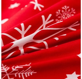 Set lenjerie de pat din bumbac SNOWFALL rosu + cearsaf JERSEY EXCLUSIVE 90x200 cm negru, pentru un singur pat