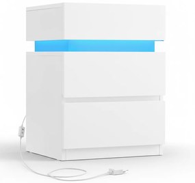 Vasagle Noptieră cu iluminare DAVY, 40x35x55cm, alb