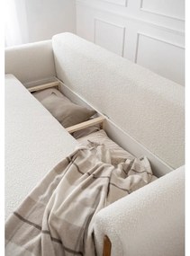 Canapea fildeș extensibilă/cu spațiu de depozitare cu tapițerie din țesătură bouclé 244 cm Arcadova – ELTAP