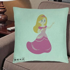 Perna Personalizata Printesa Roz cu Microfon, 40x40 cm, Verde Menta, Husa Detasabila, Perna Inclusa, BEKZ®