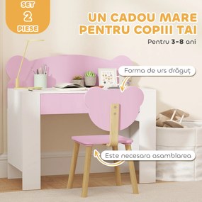 AIYAPLAY Birou Copii Sertar - Cadou 3-8 ani roz | Aosom Romania