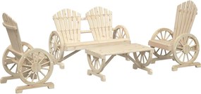 vidaXL Set mobilier de grădină, 4 piese, lemn masiv de brad