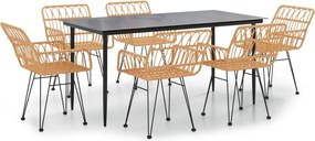 vidaXL Set mobilier de grădină, 7 piese, poliratan