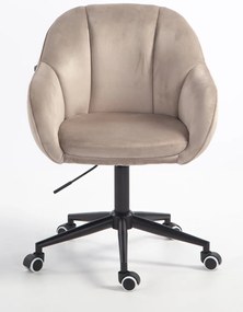 HR2055K Scaun Latte din Catifea cu Bază Neagră