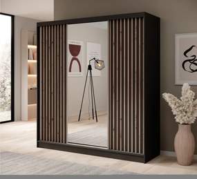 Dulap cu usi glisante si oglinda, 200x61x215 cm, Ida 200, ADRK Furniture (Culoare: Sonoma / Alb)