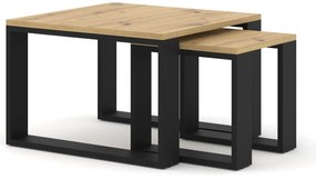 Set măsuțe cafea Nulakka (Stejar artisan + Negru). 1124967