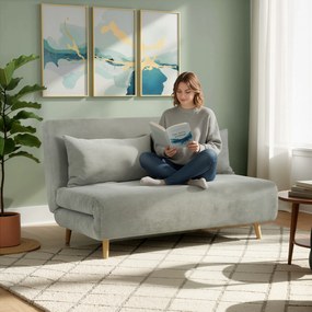 HOMCOM Canapea Extensibila cu 2 Locuri, Gri | Aosom Romania
