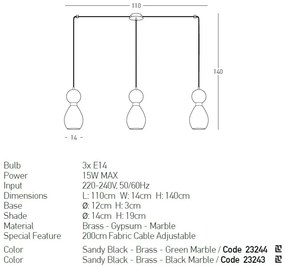 Lustra cu 3 Pendule design decorativ modern Rupert II