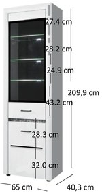 Vitrină Wanetta (alb lucios). 1053372