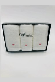 Set cadou de prosoape mici MICRO LOVE, 3 buc Alb - inimioare lila / Lila Hearts
