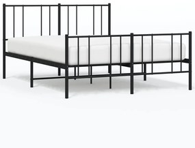 352500 vidaXL Cadru pat metalic cu tăblie de cap/picioare, negru, 150x200 cm