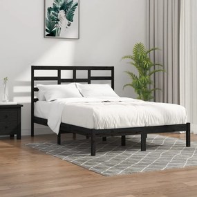 3105769 vidaXL Cadru de pat mic dublu, negru, 120x190 cm, lemn masiv