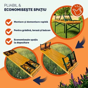 Set de masă pentru bere KLASIK, 170cm, maro natural Casaria