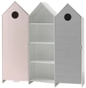 Set CASAMI format din 3 Dulap camera copiiuri: 2 Dulap camera copiiuri cu uși în și roz și 1 Dulap camera copii fără ușă.