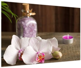 Tablou - Lumânare și orhidee (90x60 cm)